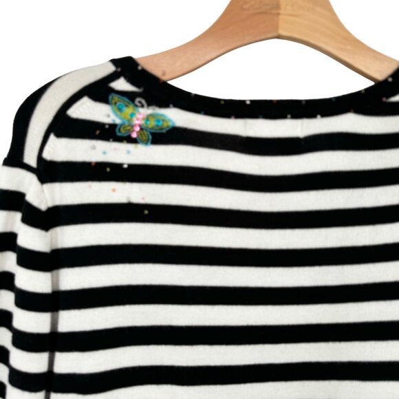 Just B Womens V-neck sweater Butterfly Embellished  Black  3/4 Sleeve size large - Picture 13 of 13